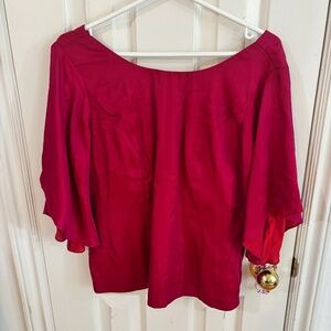 vintage shifting fabric blouse with bows on the back- duo chrome